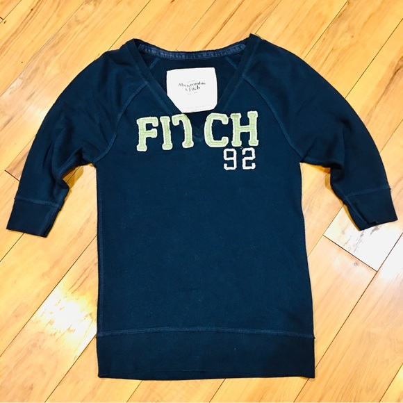 Abercrombie vintage navy green sweatshirt small pullover athlesiure - Picture 5 of 7